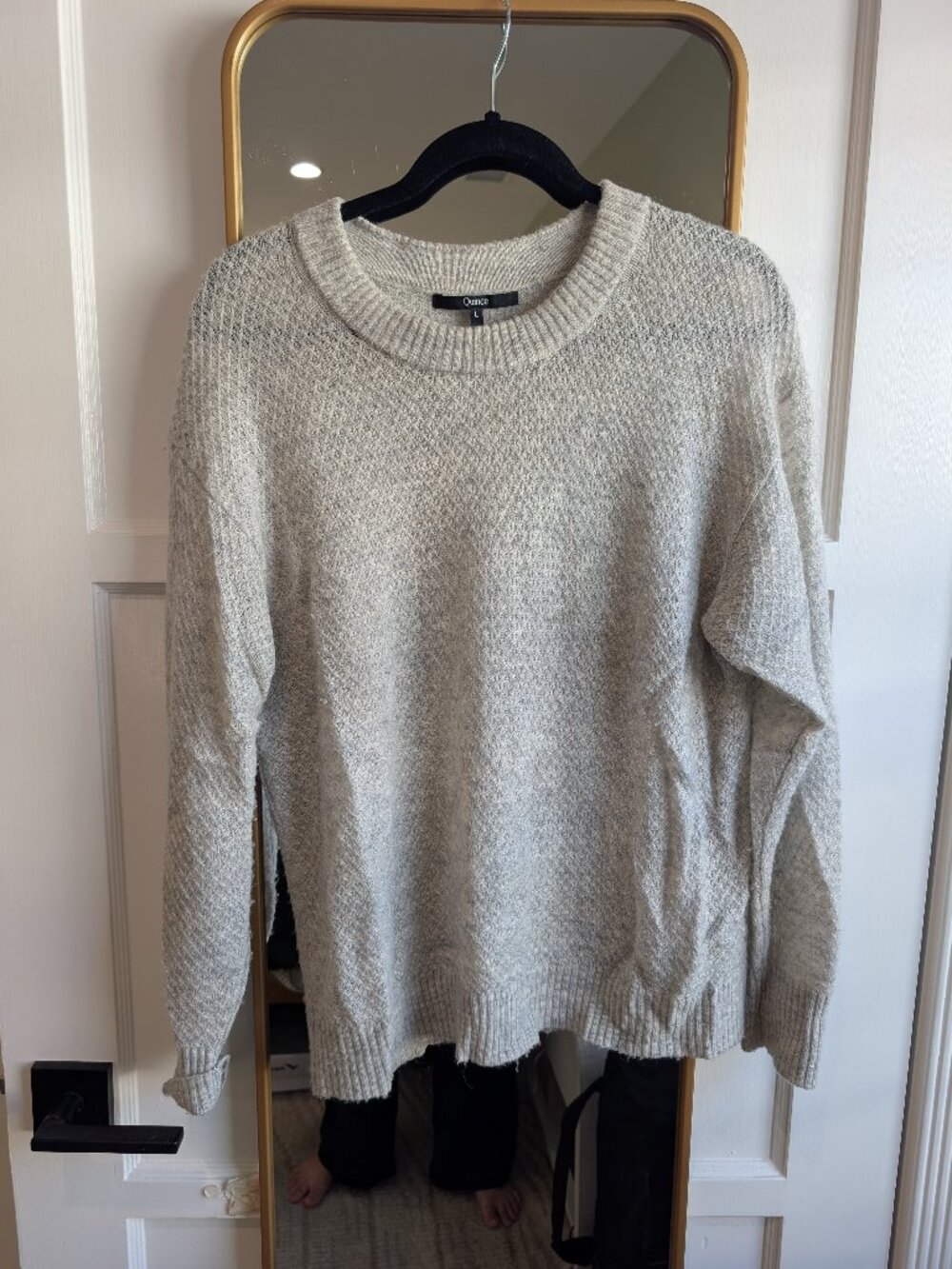 Quince Alpaca Wool Diamond Stitched Crew Sweater